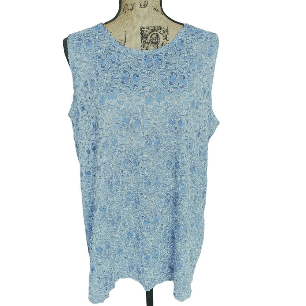 Brittany Black Tank Sparkly Blue Lace Size 2X